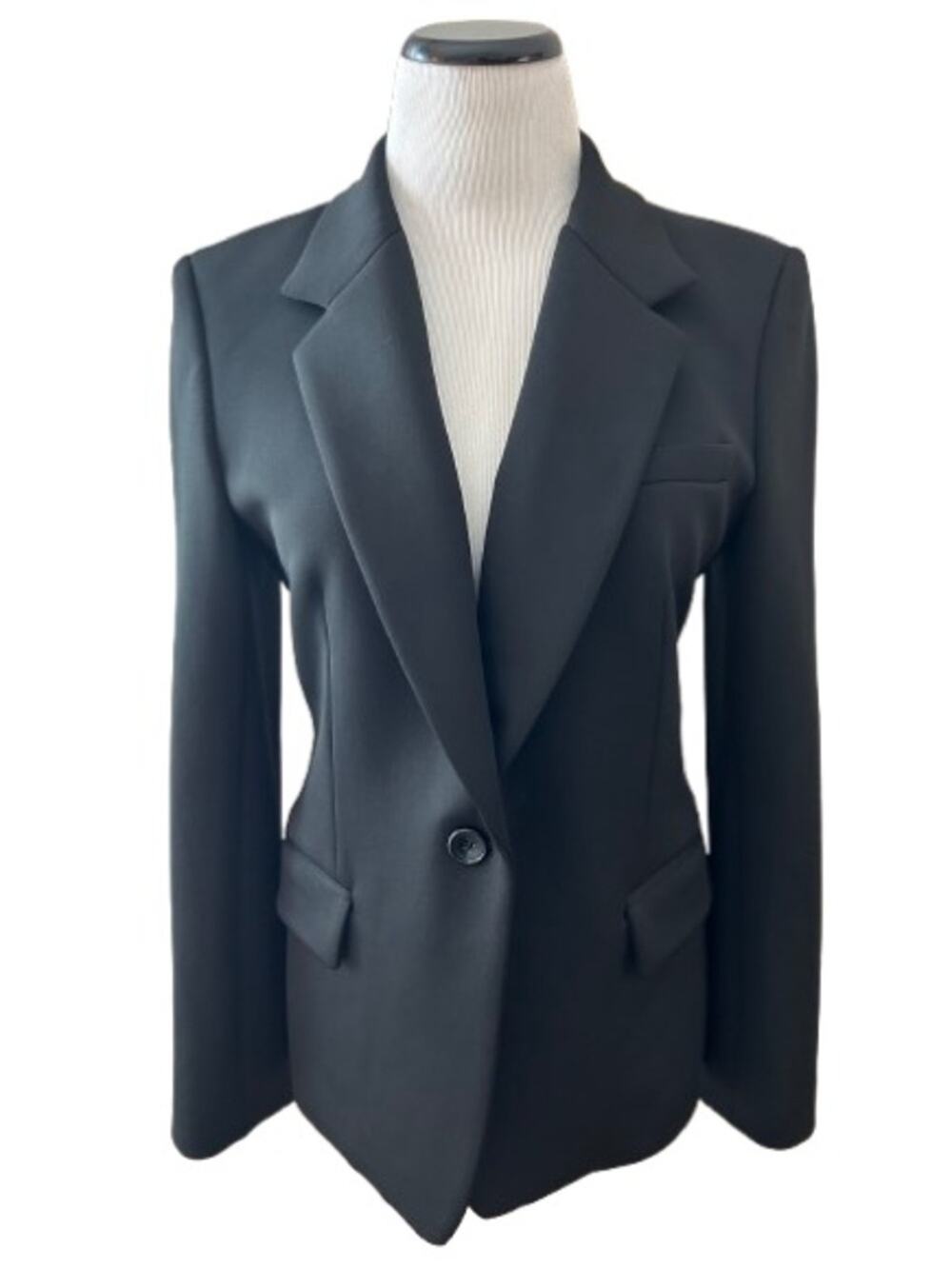 DKNY Womens Single-Button Tailored Notch Lapel Blazer Black Size 8.